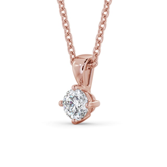 Round Solitaire Four Claw Stud Diamond Pendant 9K Rose Gold - Yael PNT116_RG_SIDE