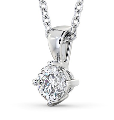 Round Solitaire Four Claw Stud Diamond Classic Pendant 18K White Gold PNT116_WG_THUMB1