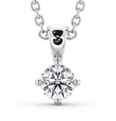 Round Solitaire Four Claw Stud Diamond Classic Pendant 9K White Gold PNT116_WG_THUMB2 