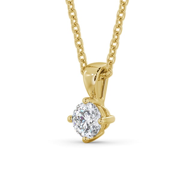 Round Solitaire Four Claw Stud Diamond Pendant 9K Yellow Gold - Yael PNT116_YG_SIDE
