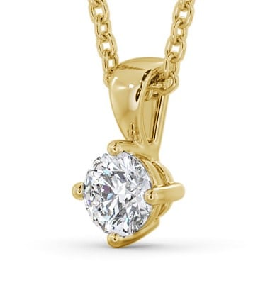Round Solitaire Four Claw Stud Diamond Classic Pendant 18K Yellow Gold PNT116_YG_THUMB1 