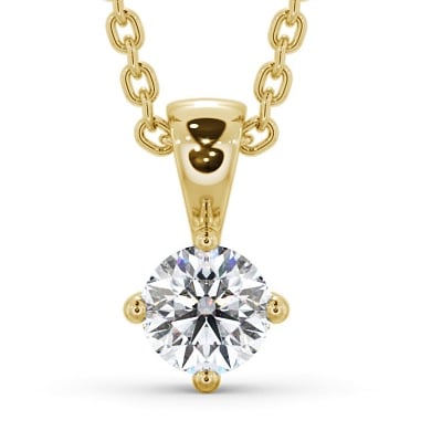 Round Solitaire Four Claw Stud Diamond Classic Pendant 18K Yellow Gold PNT116_YG_THUMB2 