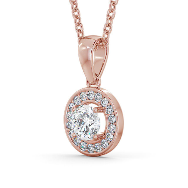 Halo Round Diamond Pendant 9K Rose Gold - Flaminia PNT117_RG_SIDE