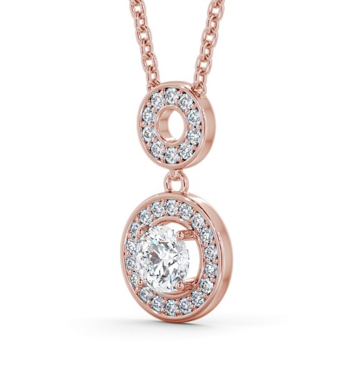 Double Circle Halo Round Diamond Pendant 18K Rose Gold PNT118_RG_THUMB1