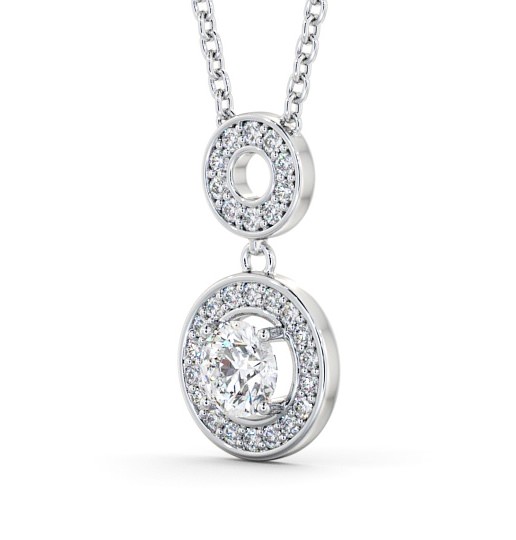 Double Circle Halo Round Diamond Pendant 9K White Gold PNT118_WG_THUMB1 