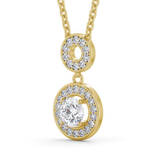 Double Circle Halo Round Diamond Pendant 18K Yellow Gold PNT118_YG_THUMB1 