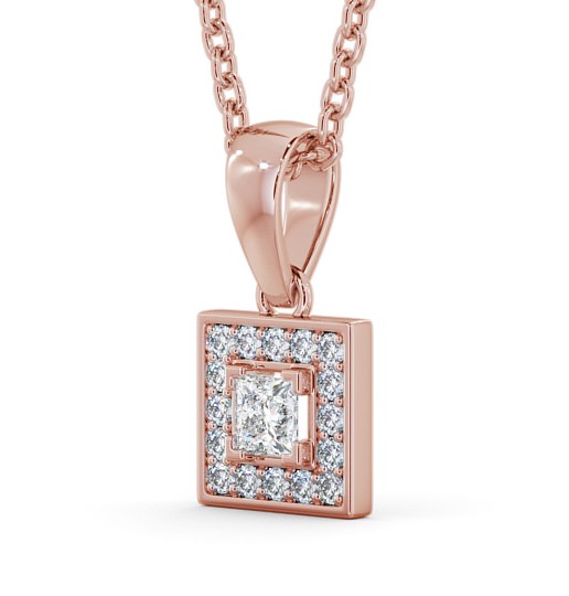 Halo Princess Diamond Square Pendant 9K Rose Gold PNT119_RG_THUMB1