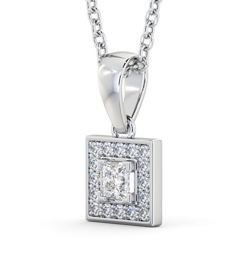 Halo Princess Diamond Square Pendant 9K White Gold PNT119_WG_THUMB1