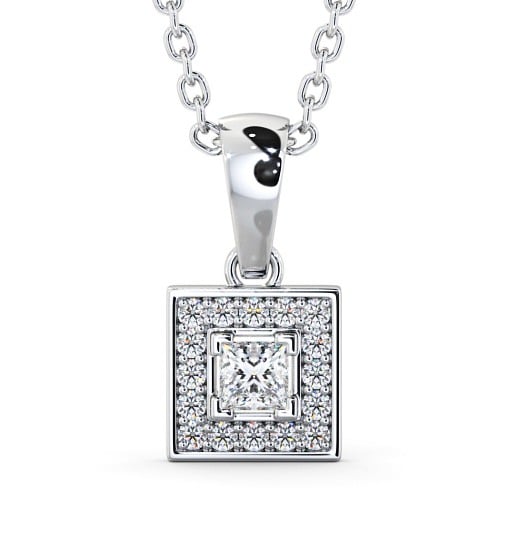  Halo Princess Diamond Pendant 9K White Gold - Bethos PNT119_WG_THUMB2 