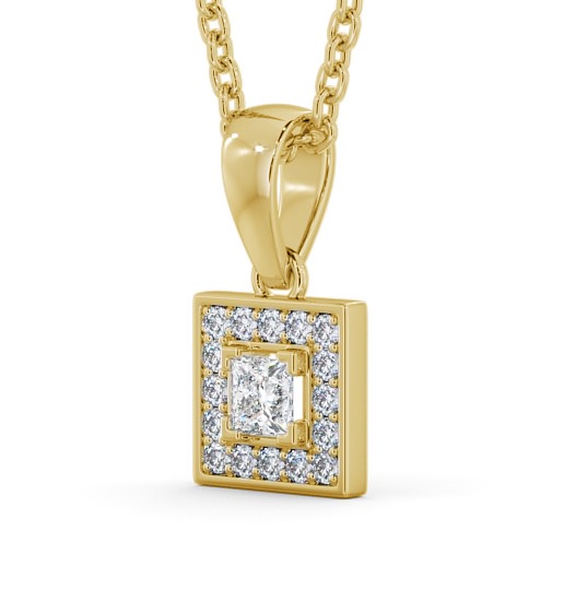 Halo Princess Diamond Square Pendant 18K Yellow Gold PNT119_YG_THUMB1 