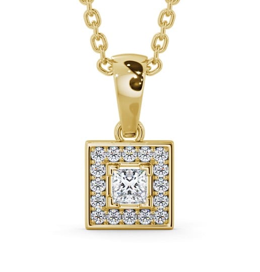  Halo Princess Diamond Pendant 9K Yellow Gold - Bethos PNT119_YG_THUMB2 