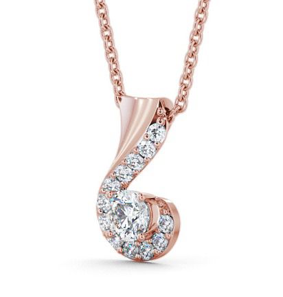 Drop Round Diamond Swirl Design Pendant 9K Rose Gold PNT11_RG_THUMB1
