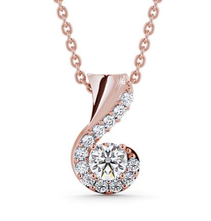 Drop Round Diamond Swirl Design Pendant 18K Rose Gold PNT11_RG_THUMB2 