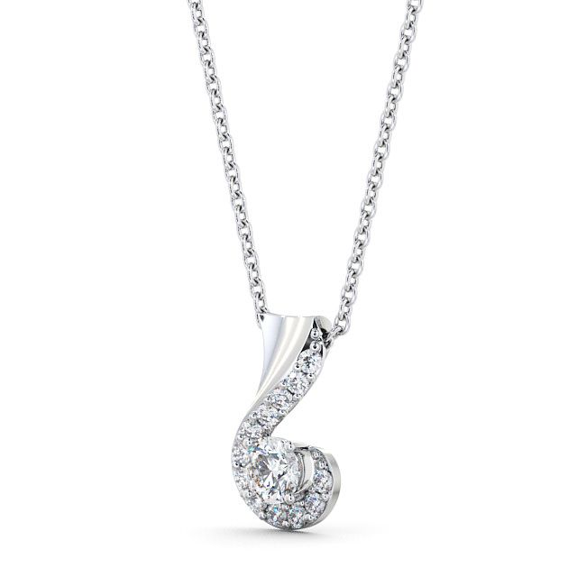 Drop Round Diamond Pendant 9K White Gold - Paisley PNT11_WG_SIDE