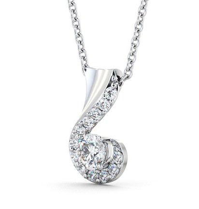 Drop Round Diamond Swirl Design Pendant 9K White Gold PNT11_WG_THUMB1