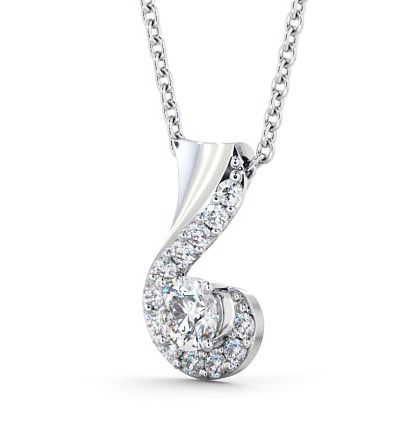 Drop Round Diamond Swirl Design Pendant 9K White Gold PNT11_WG_THUMB1 