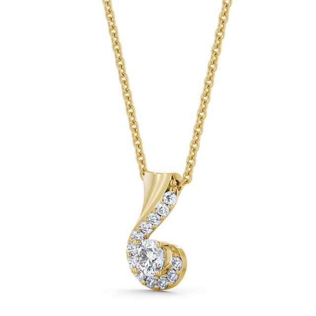 Drop Round Diamond Pendant 9K Yellow Gold - Paisley PNT11_YG_SIDE