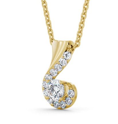 Drop Round Diamond Swirl Design Pendant 9K Yellow Gold PNT11_YG_THUMB1