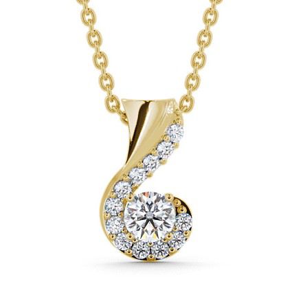  Drop Round Diamond Pendant 9K Yellow Gold - Paisley PNT11_YG_THUMB2 