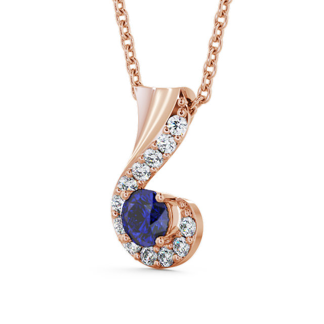 Drop Style Blue Sapphire and Diamond 0.89ct Pendant 9K Rose Gold - Paisley PNT11GEM_RG_BS_THUMB2