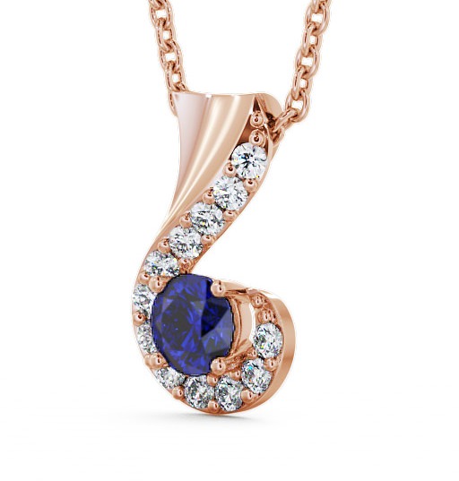 Drop Style Blue Sapphire and Diamond 0.89ct Pendant 18K Rose Gold - Paisley PNT11GEM_RG_BS_THUMB1