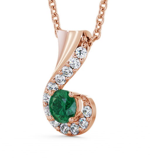  Drop Style Emerald and Diamond 0.72ct Pendant 9K Rose Gold - Paisley PNT11GEM_RG_EM_THUMB1 