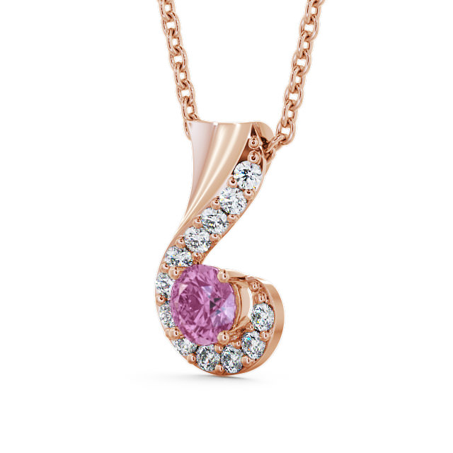 Drop Style Pink Sapphire and Diamond 0.89ct Pendant 18K Rose Gold - Paisley