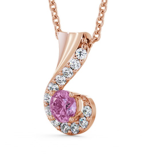  Drop Style Pink Sapphire and Diamond 0.89ct Pendant 9K Rose Gold - Paisley PNT11GEM_RG_PS_THUMB1 