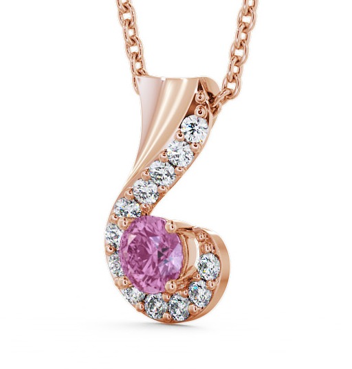 Drop Style Pink Sapphire and Diamond 0.89ct Pendant 9K Rose Gold PNT11GEM_RG_PS_THUMB1