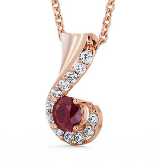 Drop Style Ruby and Diamond 0.89ct Pendant 9K Rose Gold PNT11GEM_RG_RU_THUMB1