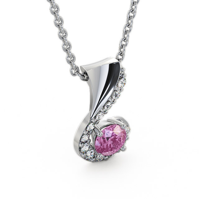 Drop Style Pink Sapphire and Diamond 0.89ct Pendant 9K White Gold - Paisley PNT11GEM_WG_PS_THUMB2