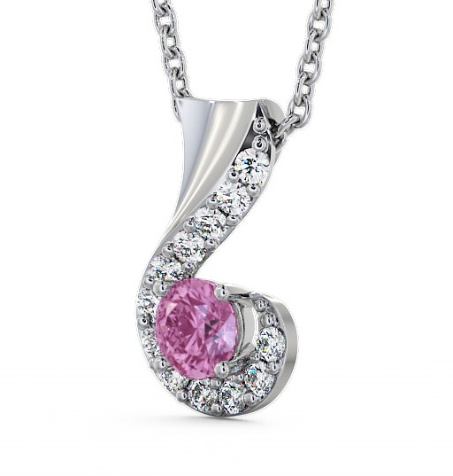 Drop Style Pink Sapphire and Diamond 0.89ct Pendant 18K White Gold PNT11GEM_WG_PS_THUMB1 