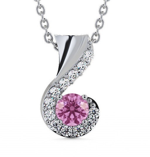  Drop Style Pink Sapphire and Diamond 0.89ct Pendant 18K White Gold - Paisley PNT11GEM_WG_PS_THUMB2 
