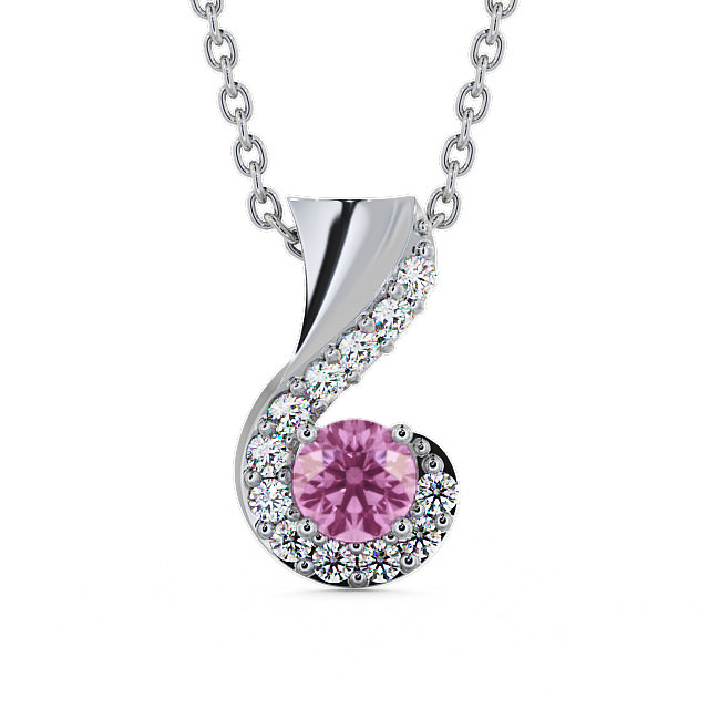 Drop Style Pink Sapphire and Diamond 0.89ct Pendant 9K White Gold - Paisley PNT11GEM_WG_PS_THUMB2