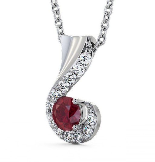 Drop Style Ruby and Diamond 0.89ct Pendant 18K White Gold PNT11GEM_WG_RU_THUMB1