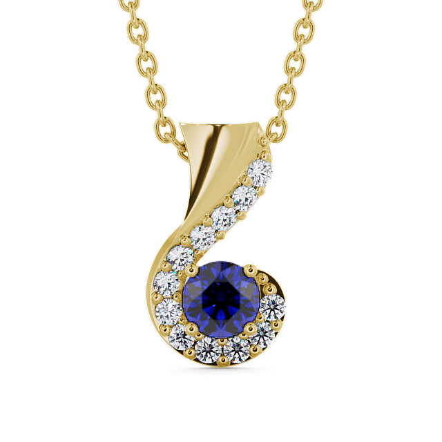 Drop Style Blue Sapphire and Diamond 0.89ct Pendant 18K Yellow Gold - Paisley PNT11GEM_YG_BS_THUMB2
