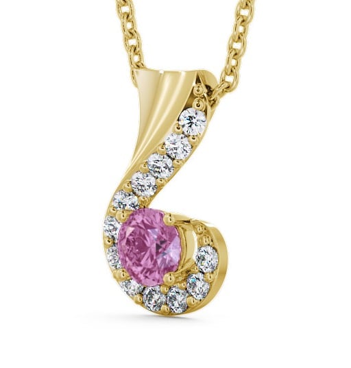 Drop Style Pink Sapphire and Diamond 0.89ct Pendant 9K Yellow Gold - Paisley PNT11GEM_YG_PS_THUMB1