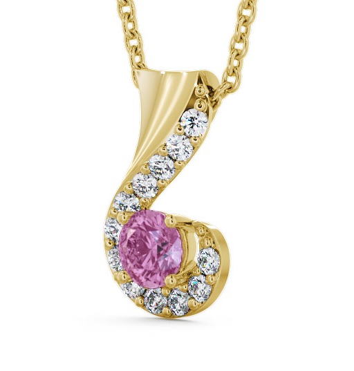 Drop Style Pink Sapphire and Diamond 0.89ct Pendant 18K Yellow Gold PNT11GEM_YG_PS_THUMB1