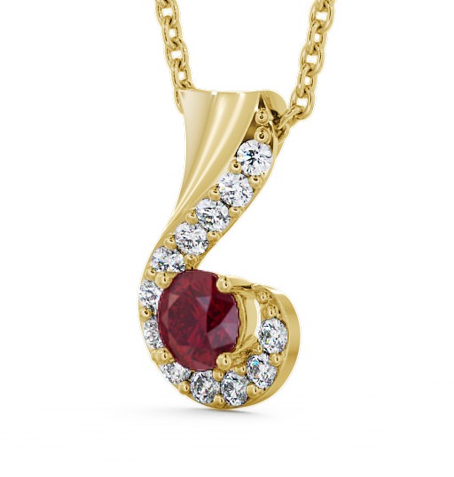 Drop Style Ruby and Diamond 0.89ct Pendant 9K Yellow Gold PNT11GEM_YG_RU_THUMB1