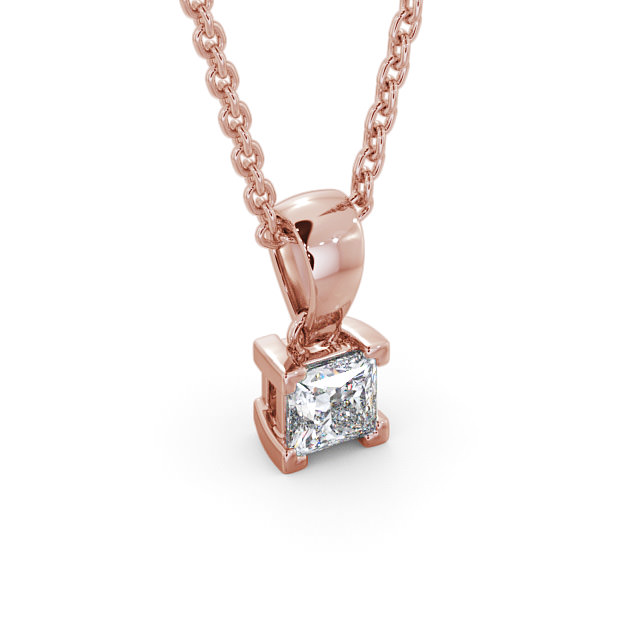 Princess Solitaire Four Claw Stud Diamond Pendant 18K Rose Gold - Filippa PNT120_RG_FLAT