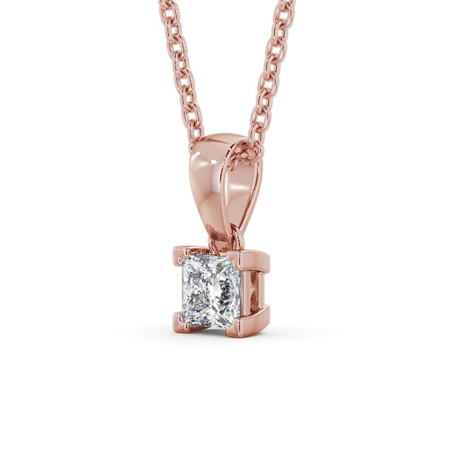 Princess Solitaire Four Claw Stud Diamond Pendant 9K Rose Gold - Filippa PNT120_RG_SIDE