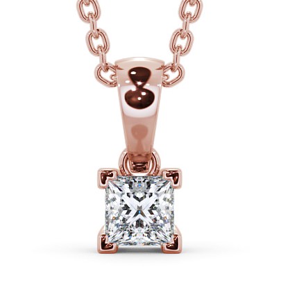  Princess Solitaire Four Claw Stud Diamond Pendant 18K Rose Gold - Filippa PNT120_RG_THUMB2 