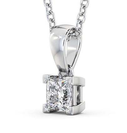  Princess Solitaire Four Claw Stud Diamond Pendant 18K White Gold - Filippa PNT120_WG_THUMB1 