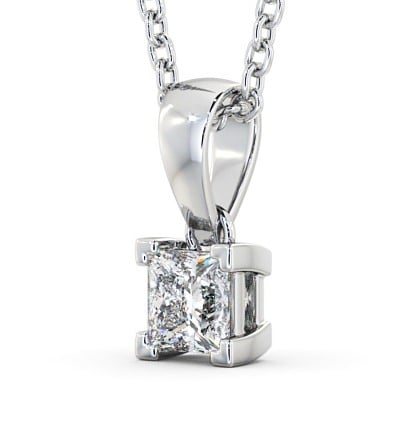 Princess Solitaire Four Claw Stud Diamond Contemporary Pendant 18K White Gold PNT120_WG_THUMB1 