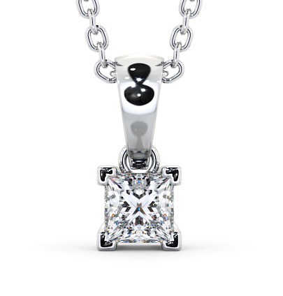 Princess Solitaire Four Claw Stud Diamond Contemporary Pendant 18K White Gold PNT120_WG_THUMB2 