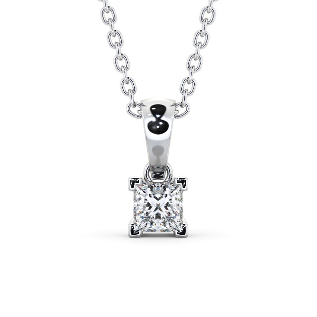 Princess Solitaire Four Claw Stud Diamond Pendant 9K White Gold - Filippa PNT120_WG_UP