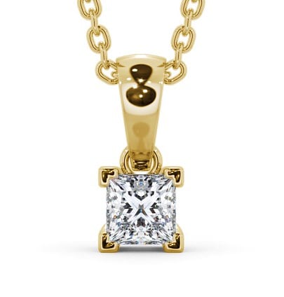 Princess Solitaire Four Claw Stud Diamond Contemporary Pendant 18K Yellow Gold PNT120_YG_THUMB2 