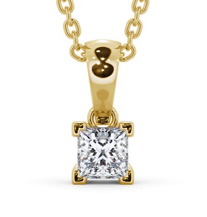 Princess Solitaire Four Claw Stud Diamond Contemporary Pendant 9K Yellow Gold PNT120_YG_THUMB2 