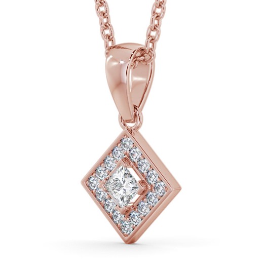 Halo Round Diamond Rotated Square Pendant 18K Rose Gold PNT121_RG_THUMB1 