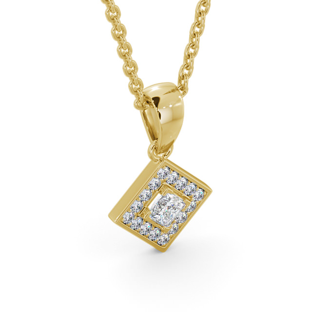 Halo Round Diamond Pendant 9K Yellow Gold - Angelique PNT121_YG_FLAT